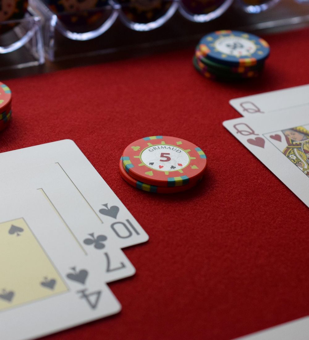 Blackjack cards and chips close-up
